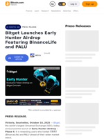 Bitget Launches Early Hunter Airdrop Featuring BinanceLife and PALU – Press release Bitcoin News