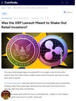 Was the XRP Lawsuit Meant to Shake Out Retail Investors?