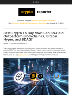 Best Crypto To Buy Now: Can EcoYield Outperform BlockchainFX, Bitcoin Hyper, and BDAG?