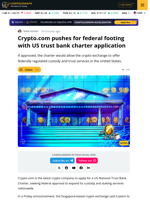 Crypto.com pushes for federal footing with US trust bank
charter application