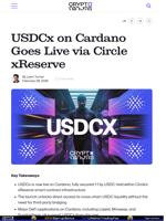 USDCx on Cardano Goes Live via Circle xReserve