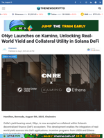 ONyc Launches on Kamino, Unlocking Real-World Yield and Collateral Utility in Solana DeFi - TheNewsCrypto