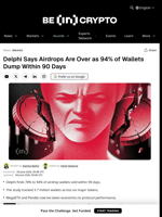 Delphi Says Airdrops Are Over as 94% of Wallets Dump Within 90 Days