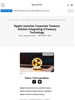 Ripple Launches Corporate Treasury Solution Integrating GTreasury Technology