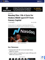 Nasdaq files 19b-4 form for Hedera HBAR spot ETF from Canary Capital
