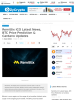 Remittix ICO Latest News, BTC Price Prediction & Cardano Updates