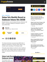 Solana Sets Monthly Record as Stablecoin Volume Hits $650B