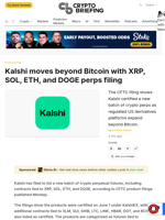 Kalshi moves beyond Bitcoin with XRP, SOL, ETH, and DOGE perps filing
