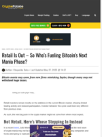 Retail Is Out - So Who's Fueling Bitcoin’s Next Mania Phase?