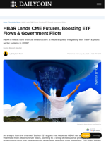 HBAR Lands CME Futures, Boosting ETF Flows & Government Pilots - DailyCoin