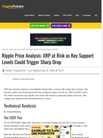 Ripple Price Analysis: XRP at Risk as Key Support Levels Could Trigger Sharp Drop
