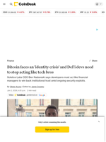 Bitcoin (BTC) faces an 'identity crisis' and DeFi devs need to stop acting like tech bros