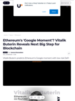 Ethereum's 'Google Moment'? Vitalik Buterin Reveals Next Big Step for Blockchain - U.Today