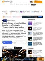 Bitcoin Drops Under $64K as Israel and US Launch 'Preemptive Strikes' on Iran – Market Updates Bitcoin News