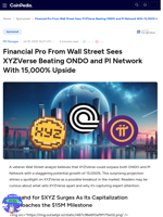 Financial Pro From Wall Street Sees XYZVerse Beating ONDO and PI Network With 15,000% Upside