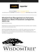 WisdomTree Recognized on Fortune’s America’s Most Innovative Companies 2025 List