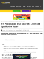 XRP Price Warning: Break Below This Level Could Signal Further Trouble
