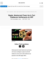 Ripple, Mastercard Team Up to Test Stablecoin Settlements on XRP