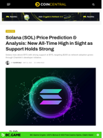 Solana (SOL) Price Prediction & Analysis: New All-Time High in Sight as Support Holds Strong - CoinCentral