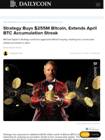 Strategy Buys $255M Bitcoin, Extends April BTC Accumulation Streak - DailyCoin