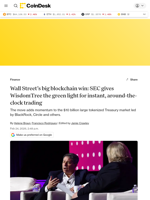 SEC approves WisdomTree plan for 24/7 trading of tokenized money market fund