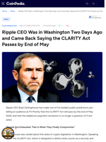 Ripple CEO Was in Washington Two Days Ago and Came Back Saying the CLARITY Act Passes by End of May