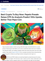 Best Crypto To Buy Now: Pepeto Presale Raises $7M As Analysts Predict 100x Upside, Better Than Pepe Coin