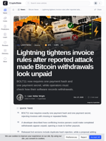BOLT11 invoice rules tightened after reported Bitcoin payout attack