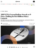 XRP ETFs Extend Inflow Streak to 9 Days, Pulling In $1.6 Billion Since Launch - Decrypt