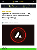 AgriFORCE Rebrands to AVAX One, Plans $550M Raise for Avalanche Treasury Strategy - CoinCentral