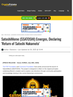 SatoshiMeme ($SATOSHI) Emerges, Declaring 'Return of Satoshi Nakamoto'