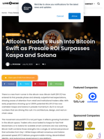 Altcoin Traders Rush Into Bitcoin Swift as Presale ROI Surpasses Kaspa and Solana | Live Bitcoin News