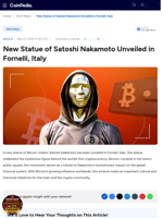 New Statue of Satoshi Nakamoto Unveiled in Fornelli, Italy