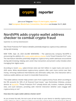 NordVPN adds crypto wallet address checker to combat crypto fraud