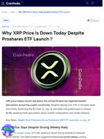 Why XRP Price Is Down Today Despite Proshares ETF Launch ?