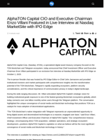 AlphaTON Capital CIO and Executive Chairman Enzo Villani Featured in Live Interview at Nasdaq MarketSite with IPO Edge - Visionary Financial