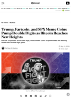 Trump, Fartcoin, and SPX Meme Coins Pump Double Digits as Bitcoin Reaches New Heights - Decrypt