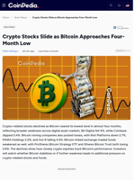 Crypto Stocks Slide as Bitcoin Approaches Four-Month Low