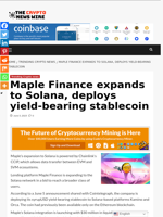 Maple Finance expands to Solana, deploys yield-bearing stablecoin - The Crypto News Wire