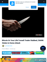Bitcoin Or Your Life? Israeli Trader Stabbed, $600K Stolen in Home Attack