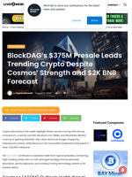 BlockDAG’s $375M Presale Leads Trending Crypto Despite Cosmos’ Strength and $2K BNB Forecast | Live Bitcoin News