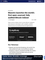 Maestro launches the world's first open-sourced, fully audited Bitcoin indexer