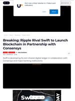 Breaking: Ripple Rival Swift to Launch Blockchain in Partnership with Consensys - U.Today