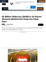 92 Billion Shiba Inu (SHIB) in 24 Hours: Reasons Behind the Drop Are Clear Now - U.Today