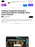 Coinbase Surpasses Strategy in Institutional Bitcoin Holdings: What About Satoshi? - U.Today