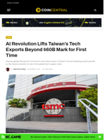 AI Revolution Lifts Taiwan’s Tech Exports Beyond $60B Mark for First Time - CoinCentral