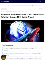 Ethereum Price Prediction 2025: Institutional Rotation Signals 40% Gains Ahead