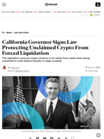 California Governor Signs Law Protecting Unclaimed Crypto From Forced Liquidation - Decrypt