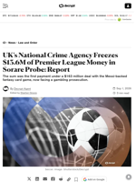 UK's National Crime Agency Freezes $13.6M of Premier League Money in Sorare Probe: Report - Decrypt