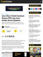 James Wynn's Painful Comeback: Reopens PEPE Long, Faces Another Brutal Liquidation